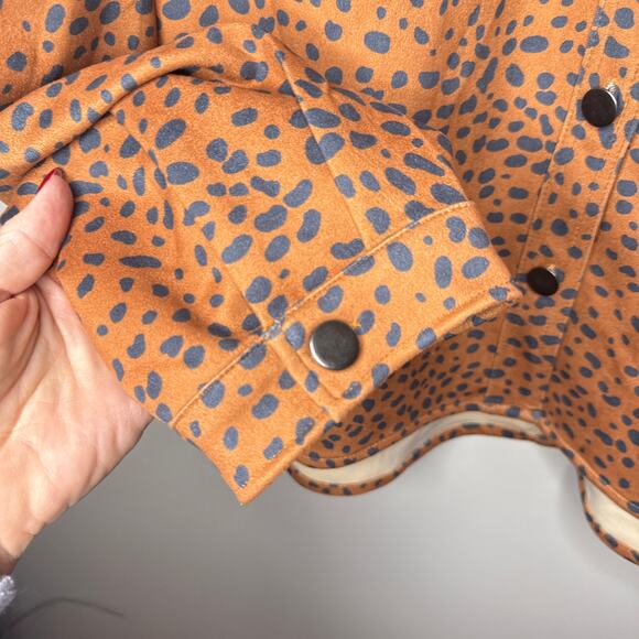She +‎ Sky Large Long Sleeve Button Up Cheetah Print Jacket Shacket Stretchy - Picture 4 of 6